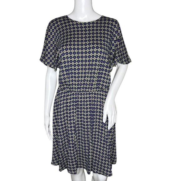 Boden Dress Womens 10 Petite Blue Green‎ Purple Geometric Classy Preppy Colorful - Picture 1 of 8